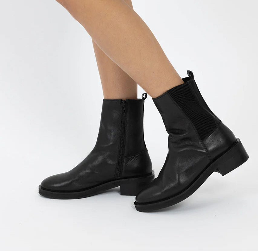 Barritz Combat Boot Black Leather– Myer Street Fashion