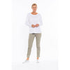 Boat Neck Long Sleeve Top - White - Willow and Vine