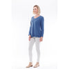 Cotton Frill Hem Long Sleeve Top - Denim - Willow and Vine