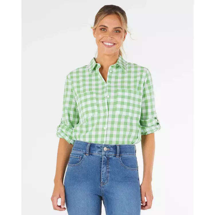 Heston Shirt - Green Gingham - Willow and Vine