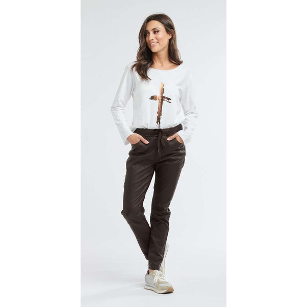 Hot Cross Long Sleeve Top - White/Bronze - Willow and Vine