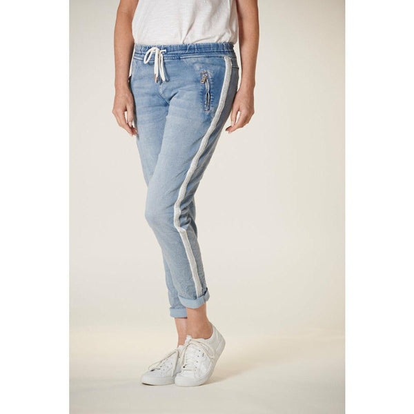 Italian Star Denim Jogger with Silver Trim - Willow and Vine