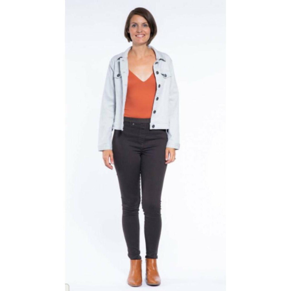 Stretch Cotton Jean Jacket - Black - Willow and Vine