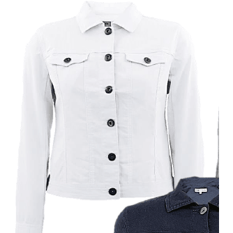 Stretch Cotton Jean Jacket - White - Willow and Vine