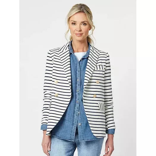 Stripe Blazer - Navy - Willow and Vine