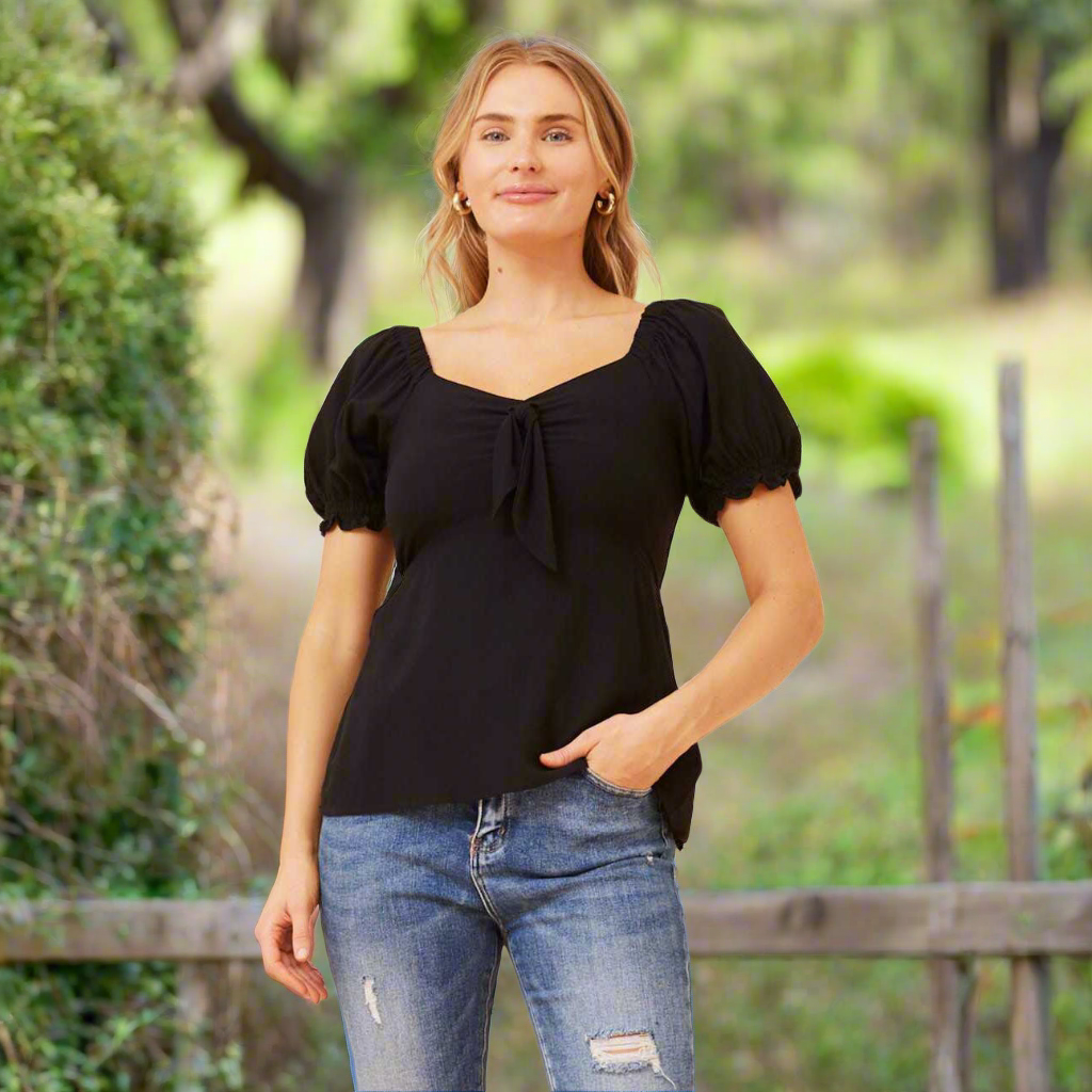 Denim Myer Women's Clothing Brands Puff Sleeve Top Black