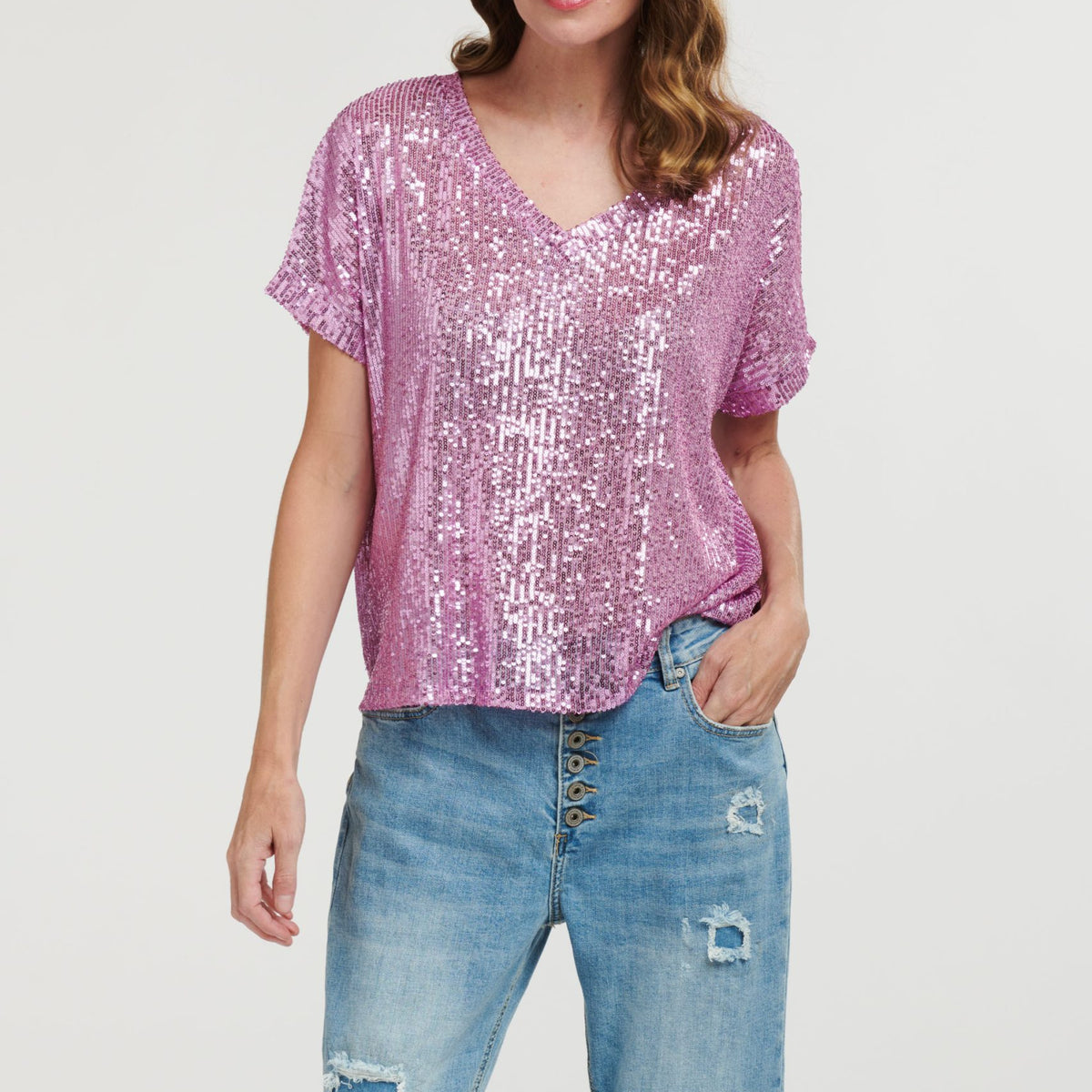 Pink Myer Women's Clothing Brands Sequin Top Lilac– Myer