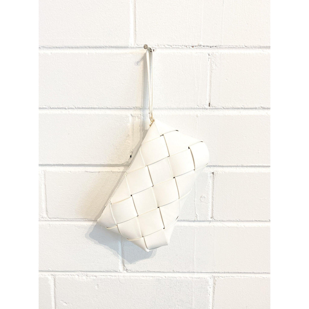 Woven PU Leather Clutch White - Willow and Vine